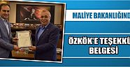 Maliye Bakanlığından Özkök’e Teşekkür Belgesi
